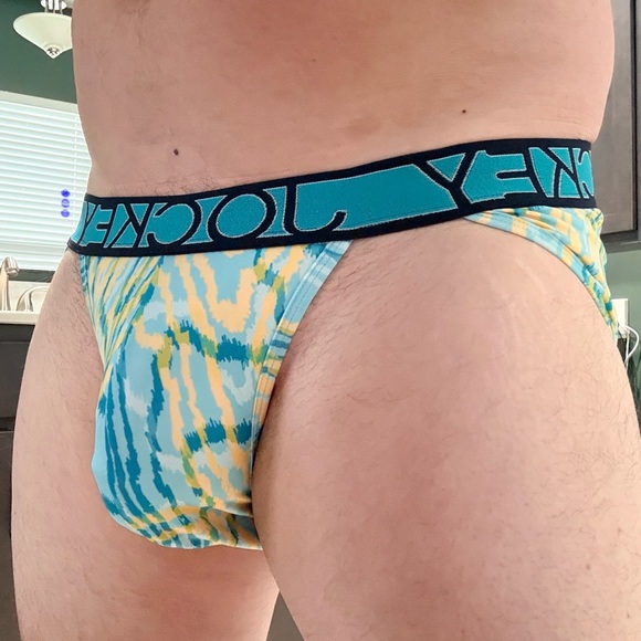 Jockey Men's Blue and Yellow Briefs - Picture 2 of 3